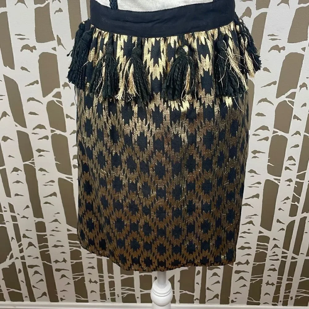 Max Studio Metallic Gold Ikat Printed Apron